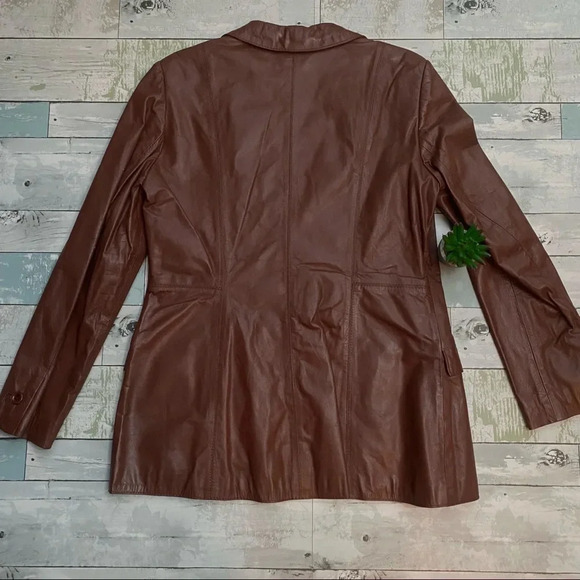 VINTAGE Montgomery Ward The Tannery Genuine Leather 70s Jacket - Picture 9 of 10